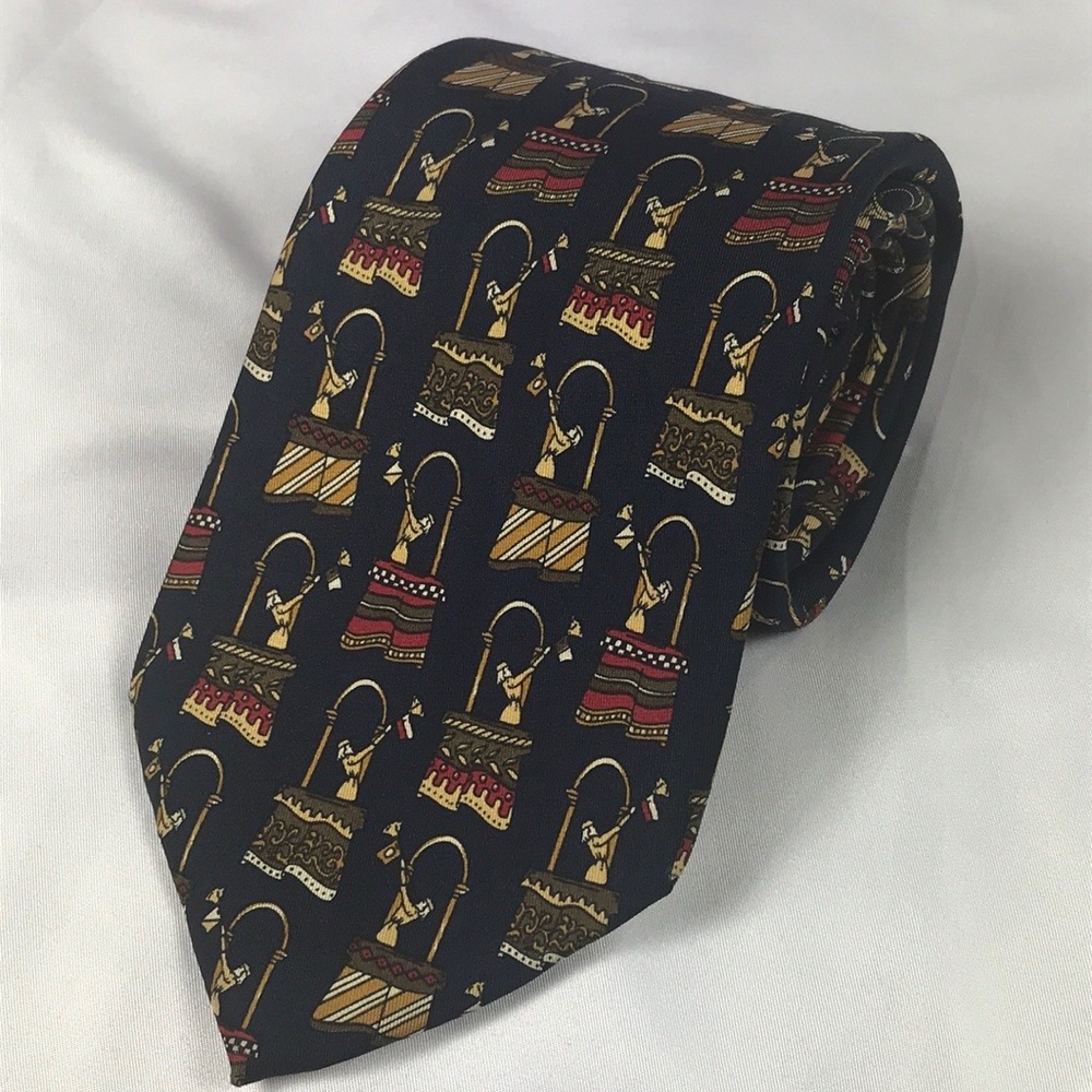 Salvatore Ferragamo trumpet player navy tie